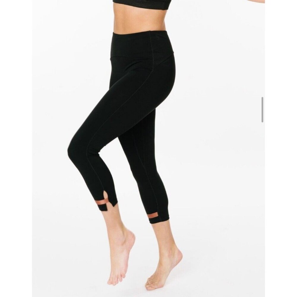 ⭐️Zyia Active 12 Leggings Black Deluxe Hi-Rise 7/8 Black Strap Yoga Athletic Gym
